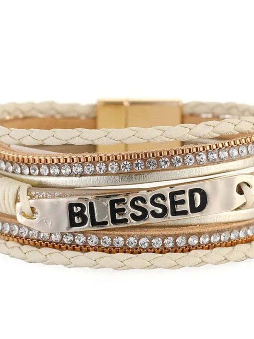 Blessed Multi-Layer Leather Bracelet - Apricot